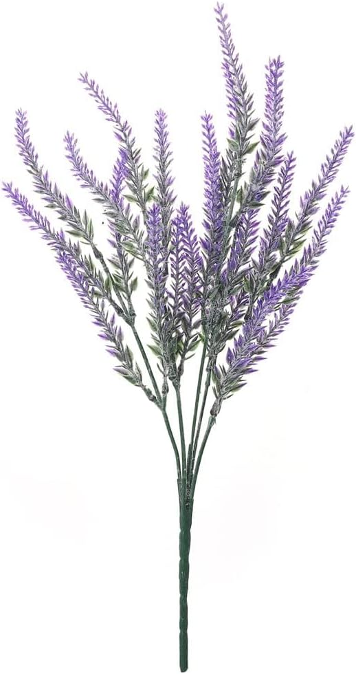12 Artificial Lavender Bouquets, Plastic Decor Imitation Lavender Plants, Wedding Home Decor Office Garden Yard Decor (Purple)