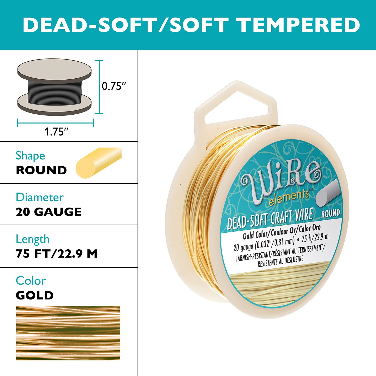 The Beadsmith Wire Elements Craft Wire – Tarnish Resistant, Soft Temper, Round