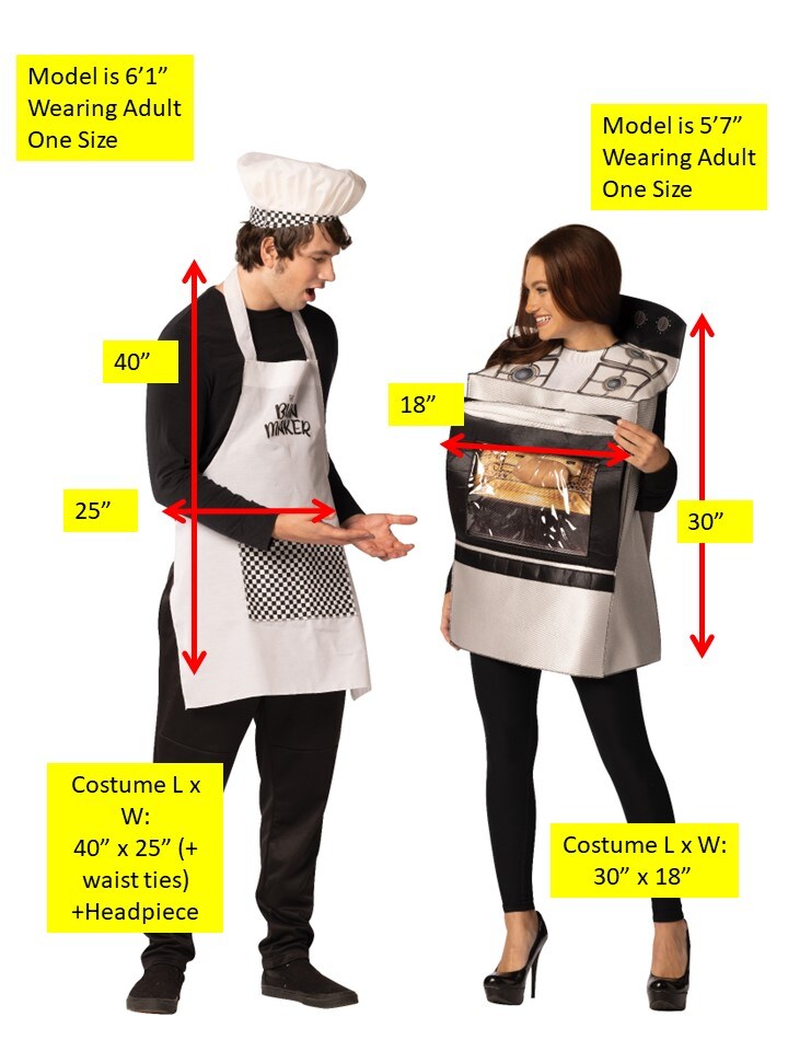 Bun in Oven & Bun Maker Couple Halloween Costume, Adult One Size