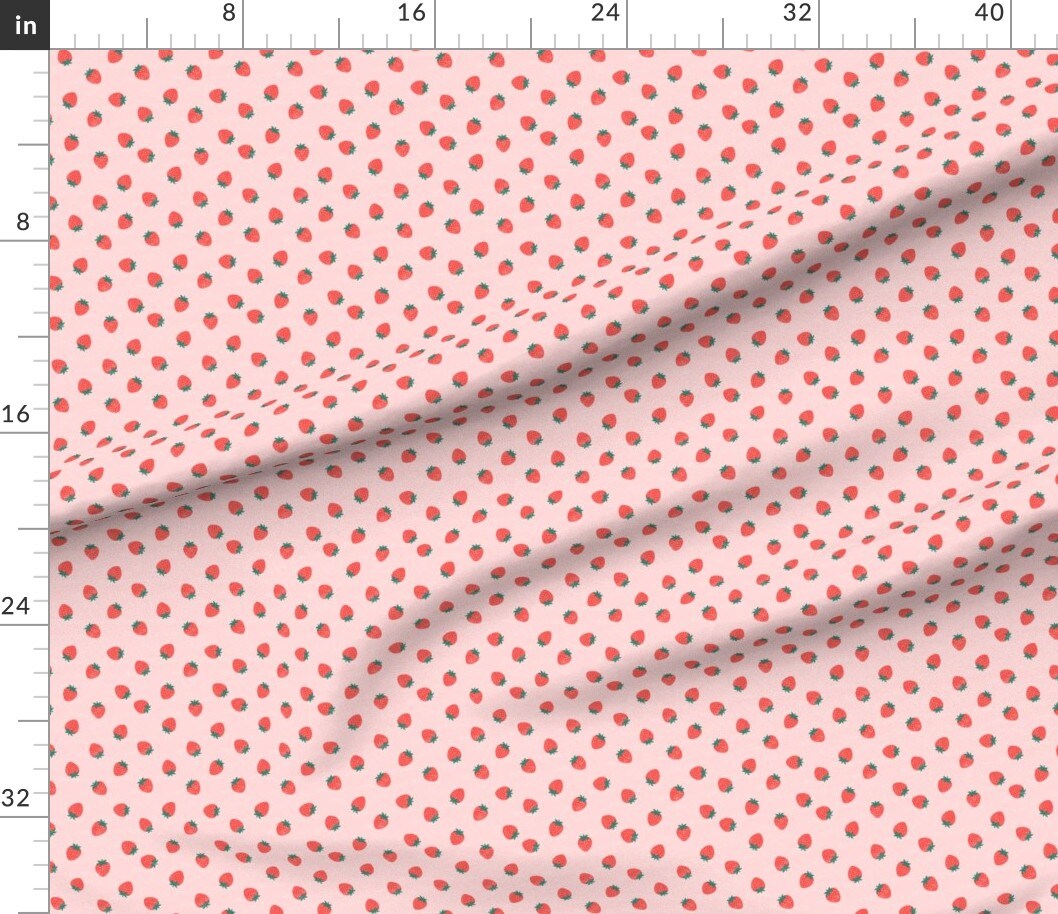 Various Fabrics by the Yard or Fat Quarter Little Strawberry Pink Summer Small Scale Whimsical Fruit Food Playful Cute Boho Baby Custom Printed Fabric by Spoonflower