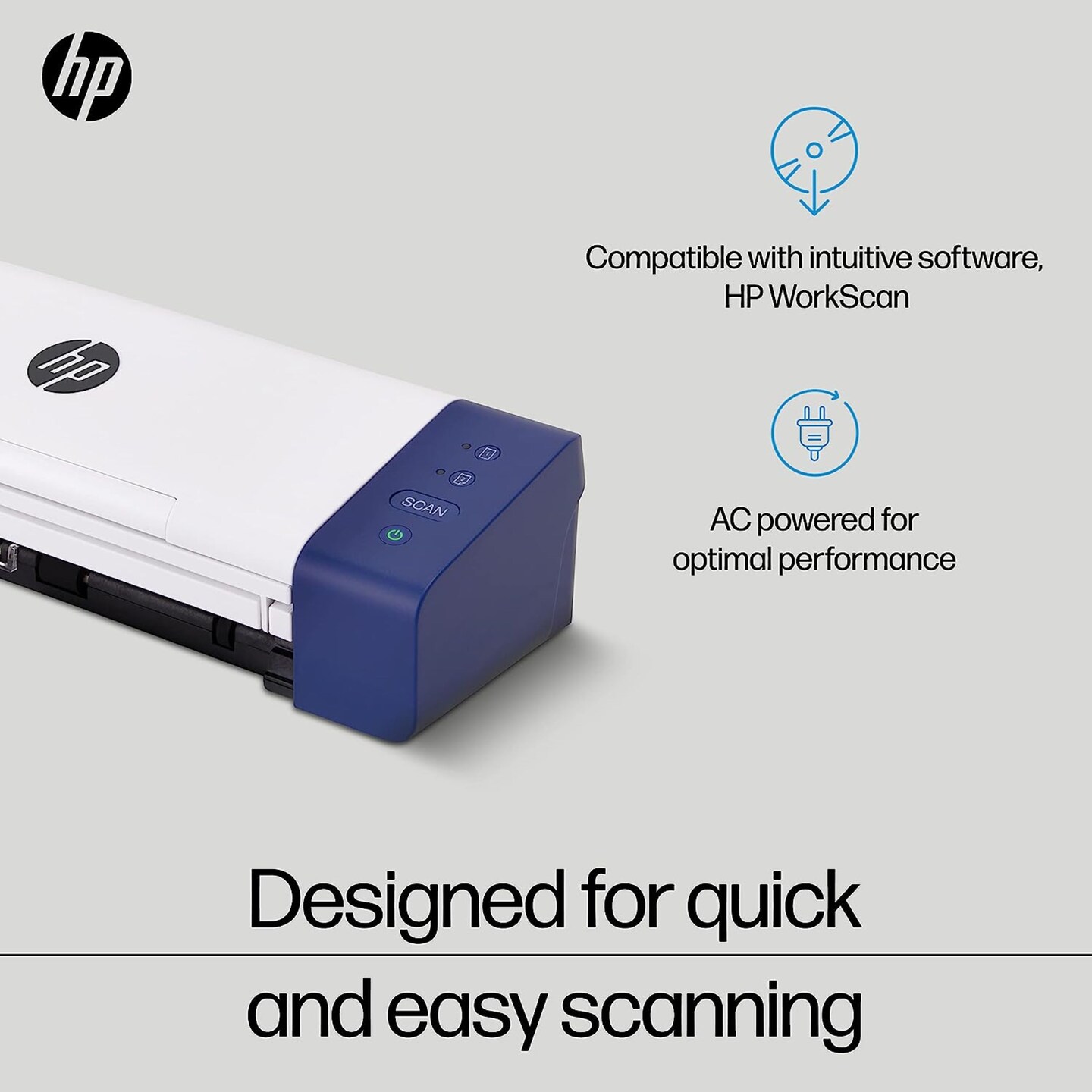 HP Desktop Scanner, Compact Duplex Document Scanner with Feeder, Portable Mobile Scanner, HPPS200