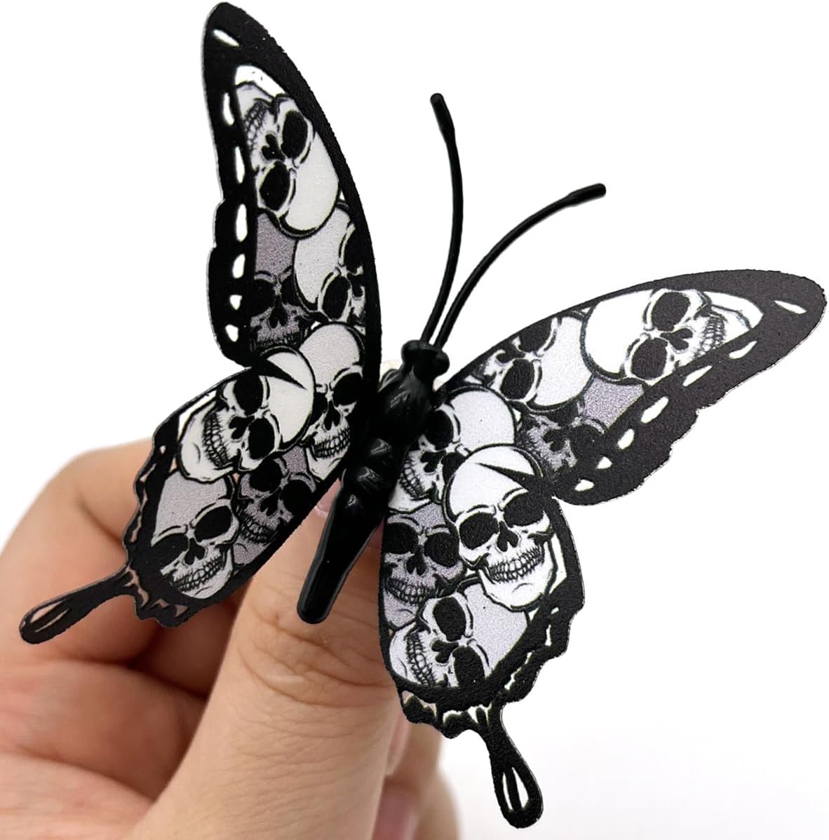 12Pcs - Halloween Wall Decor 3D Stereo Skull Butterfly Wall Decals