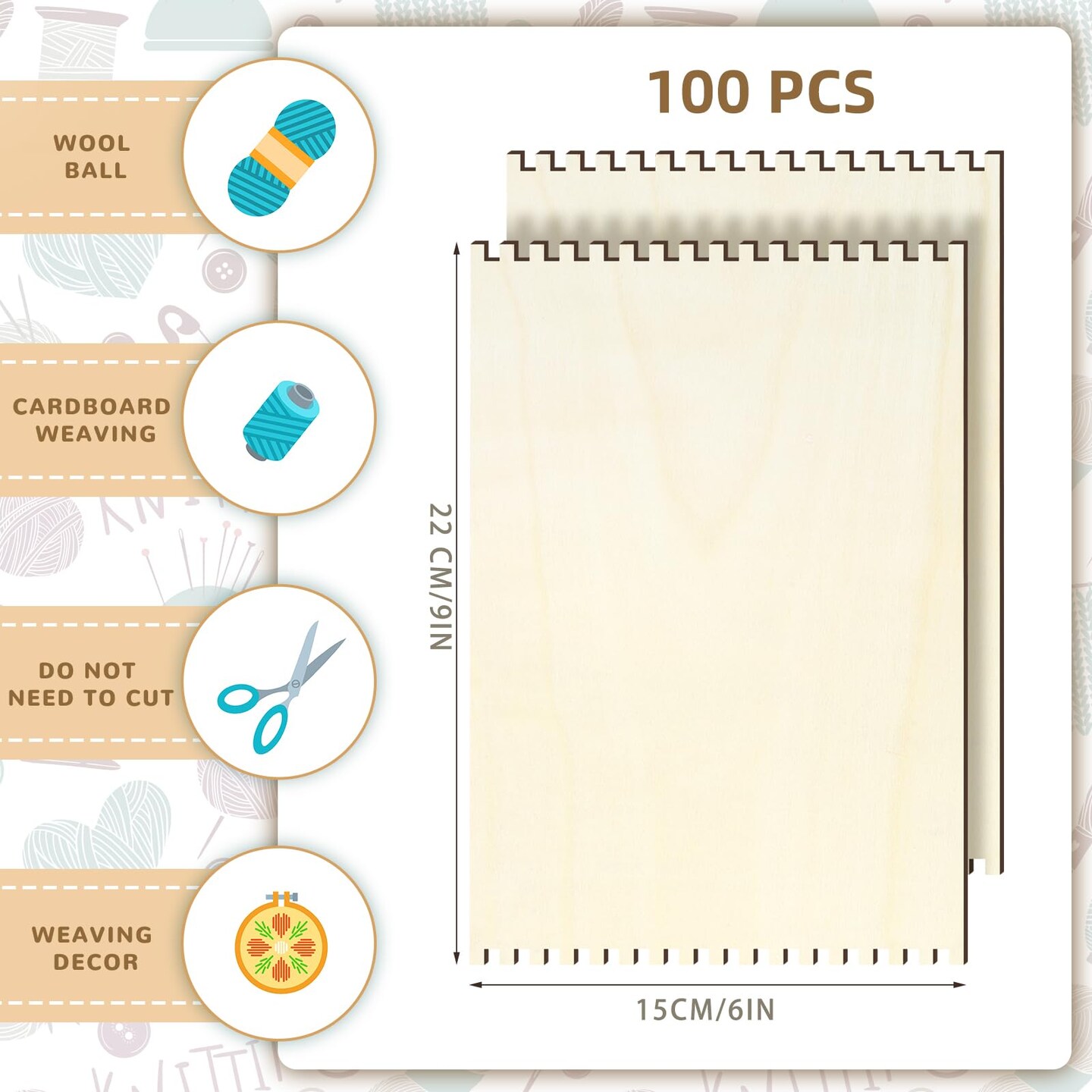 18 Pcs Beginners Wooden Loom Notched Weaving Loom Basket Weaving Tools for Kids Adult Art Craft Activity Jewelry Motor Skills Crochet Knitting Sewing Teaching Educational, 6 x 9 in