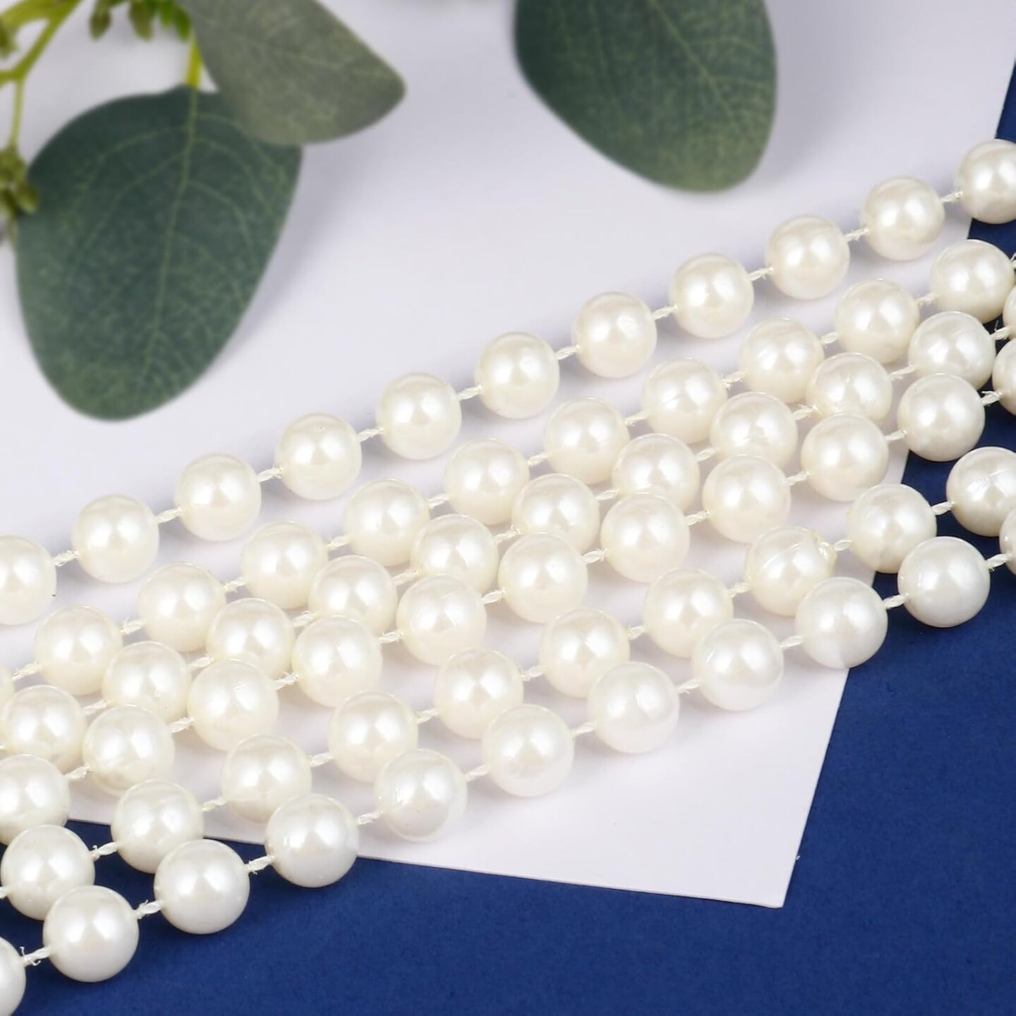 12MM Craft Pearl Beads String Spool Ivory Color Faux Pearl Strand Roll