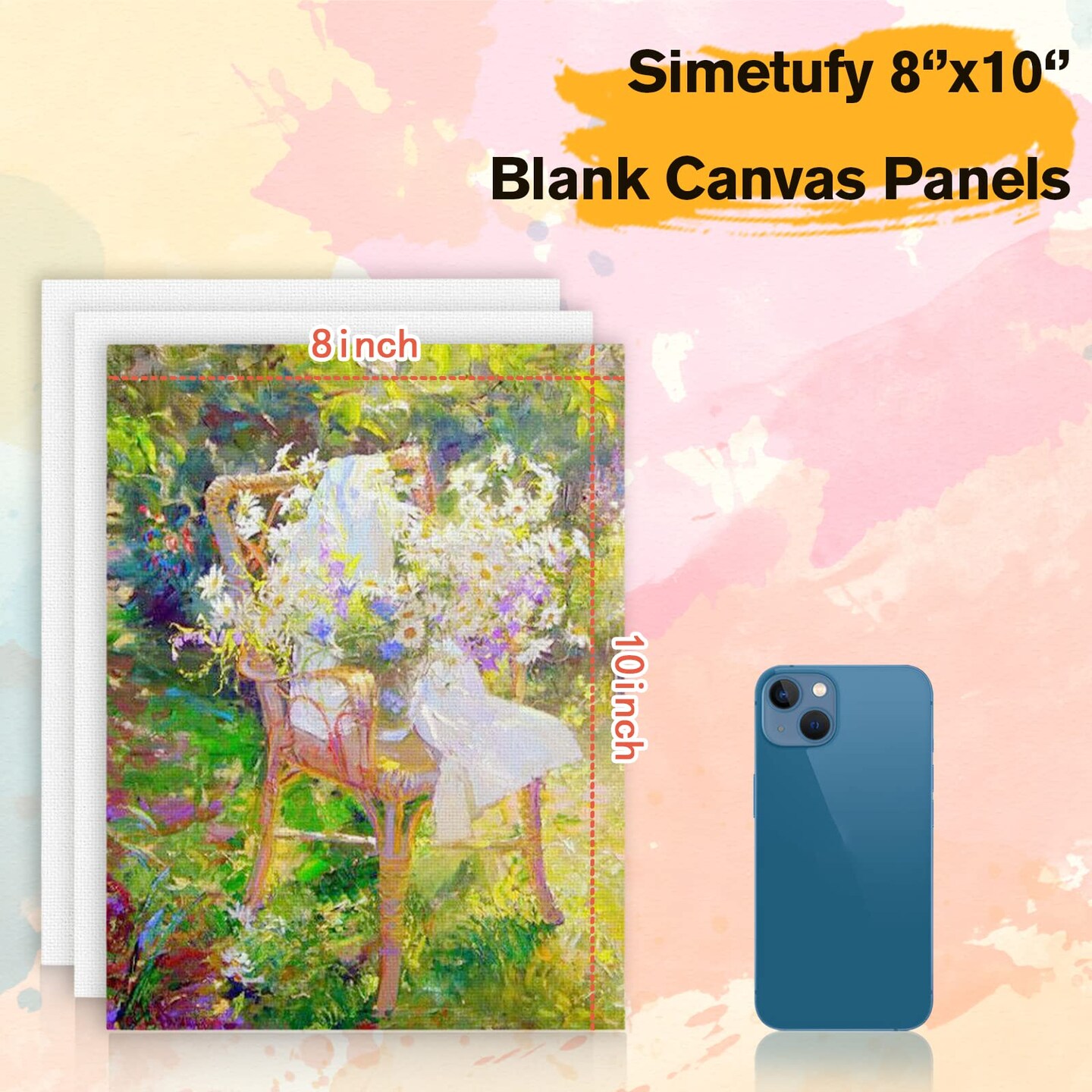 4 Pack 8x10 Inch Canvas Boards Canvas Panels-Gesso Primed Acid-Free 100% Cotton Blank for Acrylics Oil Watercolor Tempera Paint