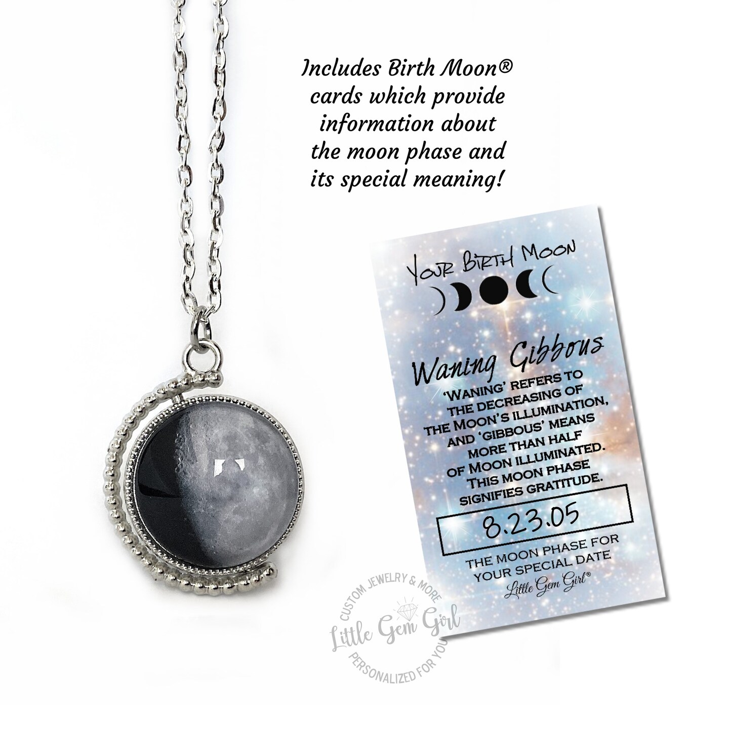 Charm Birthday Moon Necklace Personalized Jewelry My Moon Phase