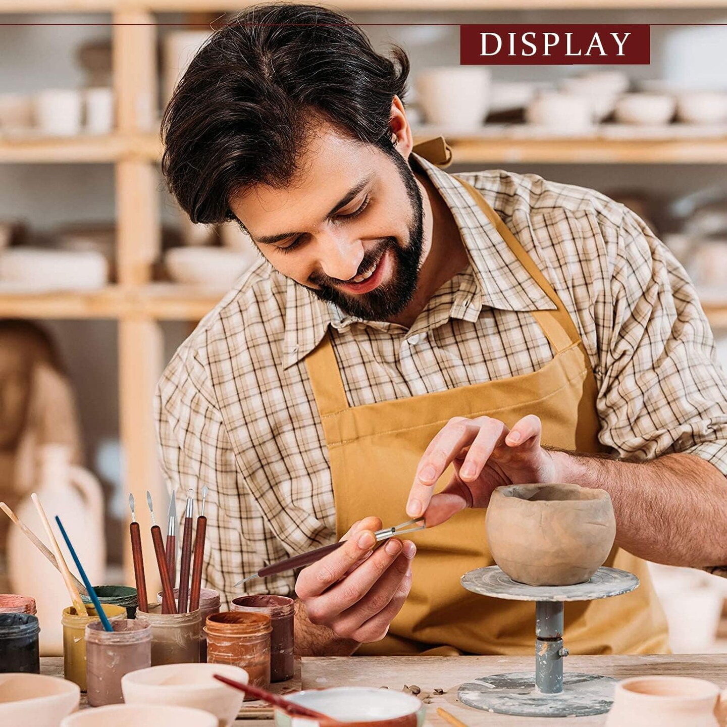 6PCS Clay Sculpting Tools Kit - Easy to Use Double-Ended Polymer & Pottery Carving Set with Comfortable Wood Grip - Ideal Tools for Clay Sculpey & Modeling Clay Ideal for Kids and Adults