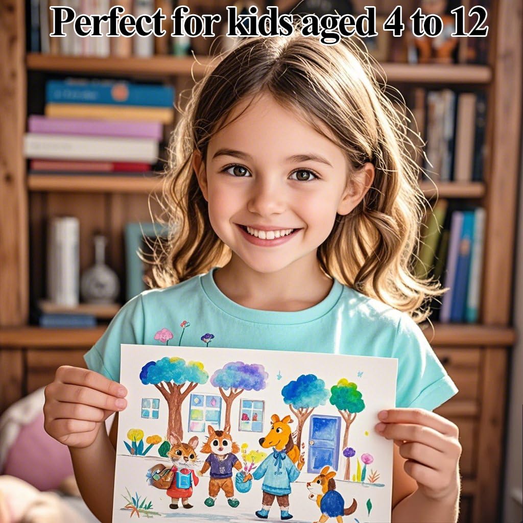 40+8 Watercolor Paint Set, Washable Water Color Paint Sets for Kids Adult Beginner, Non-toxic Watercolors with 3 Brushes 1 Refillable Water Brush Pen and Palette, Artists Watercolor Set, Art Supplies