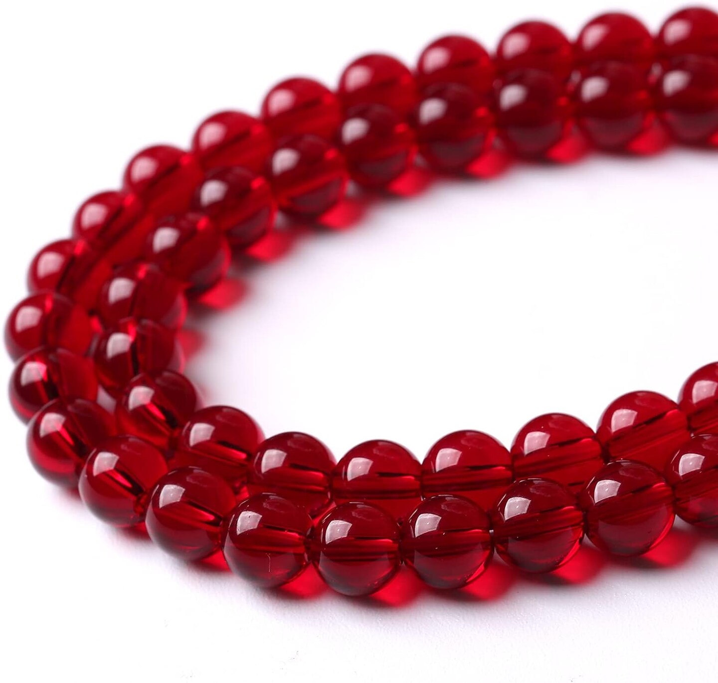 Smooth Garnet Red Glass Crystal Round Loose Beads For Jewelry Making