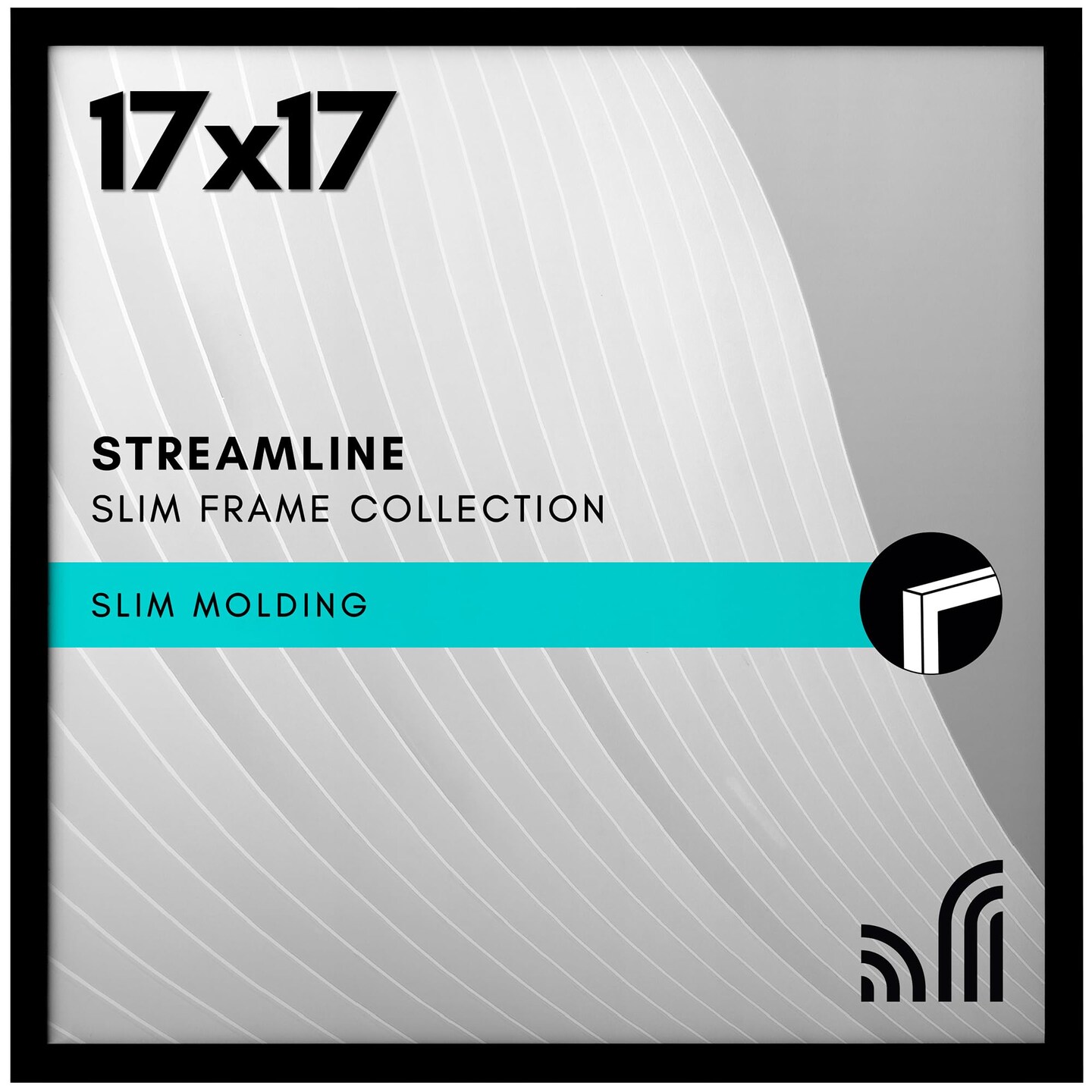 Americanflat 17x17 Picture Frame with Polished Plexiglass - Streamline Collection - Thin Square Picture Frame for Wall Display - Hanging Hardware Included - Black