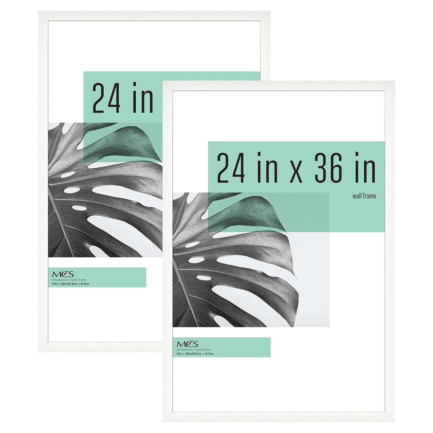 MCS Studio Gallery 24x36 Poster Frame White Woodgrain, Vertical &#x26; Horizontal Wall Hanging Large Picture Frame for Photos, Posters &#x26; Art Prints (2-Pack)