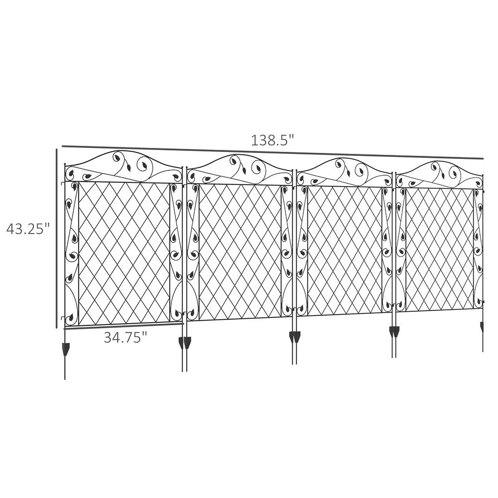 4-Pack Metal Garden Fence Panels 11.5&#x27; Rust-Resistant
