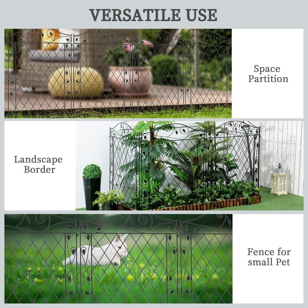4-Pack Metal Garden Fence Panels 11.5&#x27; Rust-Resistant
