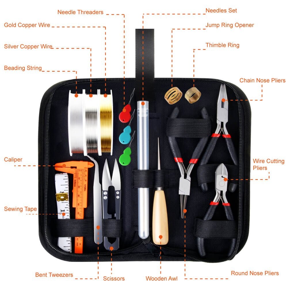 Jewelry Making Supplies Kit with Tools, Wires, Findings for Jewelry Repair and Beading