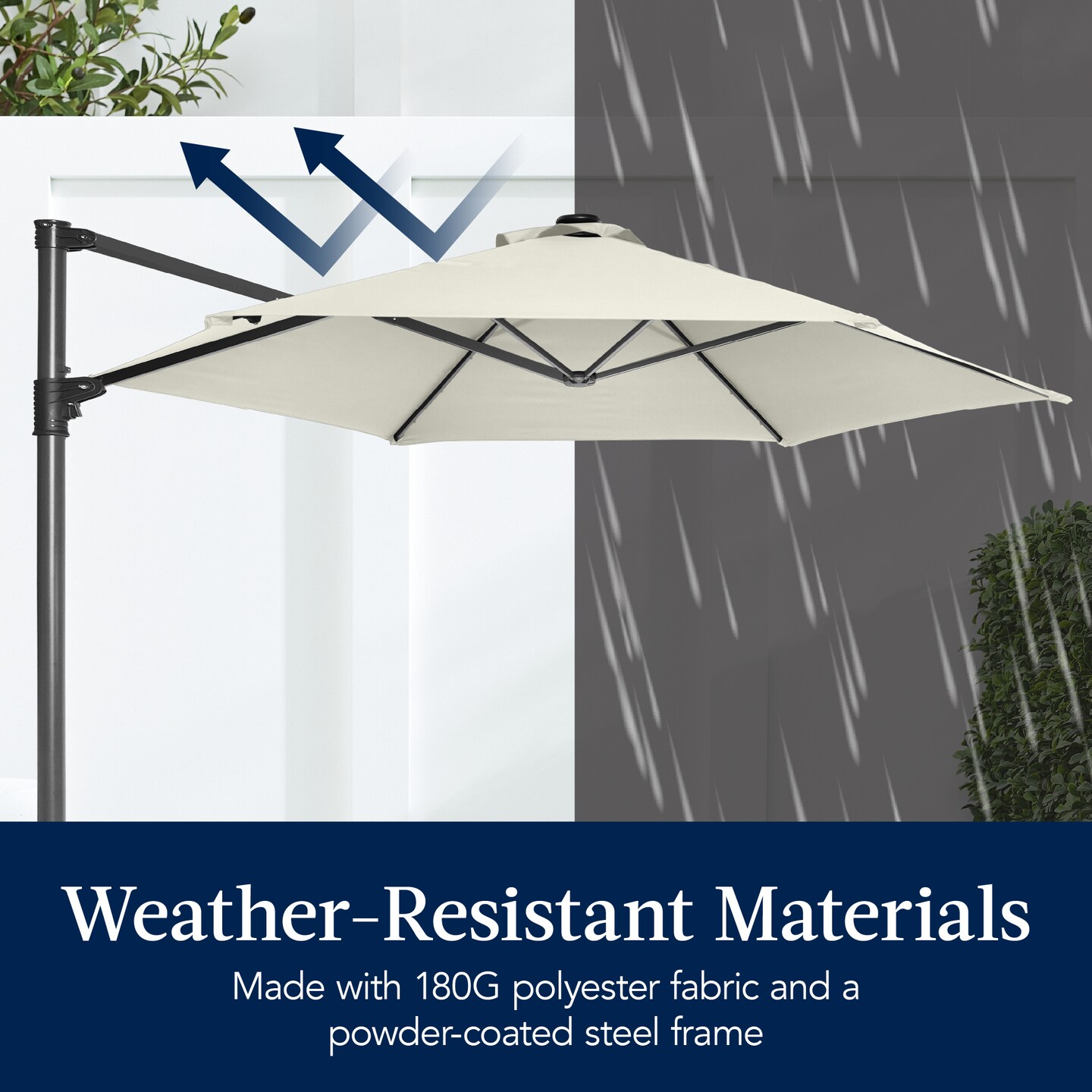 Best Choice Products 10ft 360° Rotating Cantilever Easy Auto Open Patio Umbrella w/ Solar LED Lights
