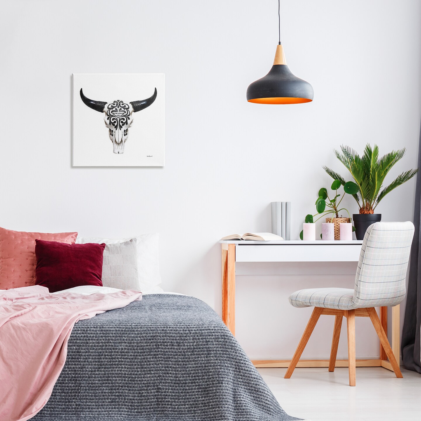 Stupell Industries Fashion Brand Cow Skull Canvas Wall Art Design by Amanda Greenwood