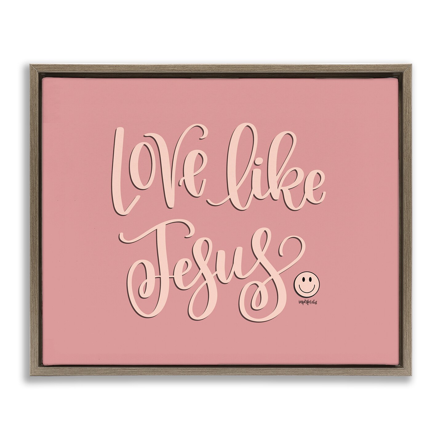 Stupell Industries Pink Love Like Jesus Floater Framed Canvas Wall Art Design by Imperfect Dust