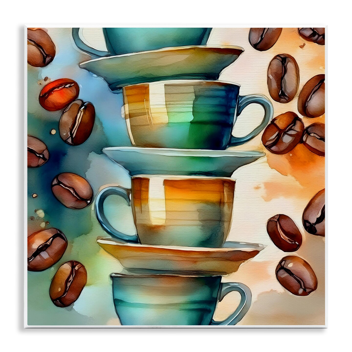 Stupell Industries Coffee Beans & Mugs Wall Plaque Art Design by Alina Georgescu