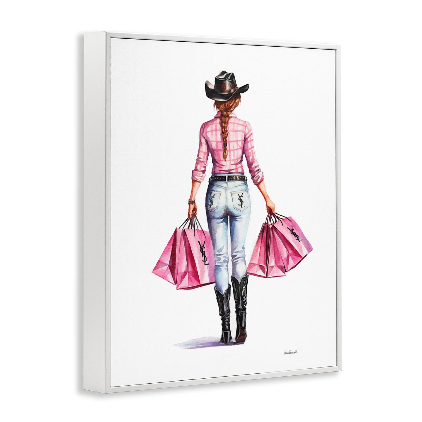 Stupell Industries Modern Chic Country Cowgirl Framed Giclee Wall Art Design by Amanda Greenwood