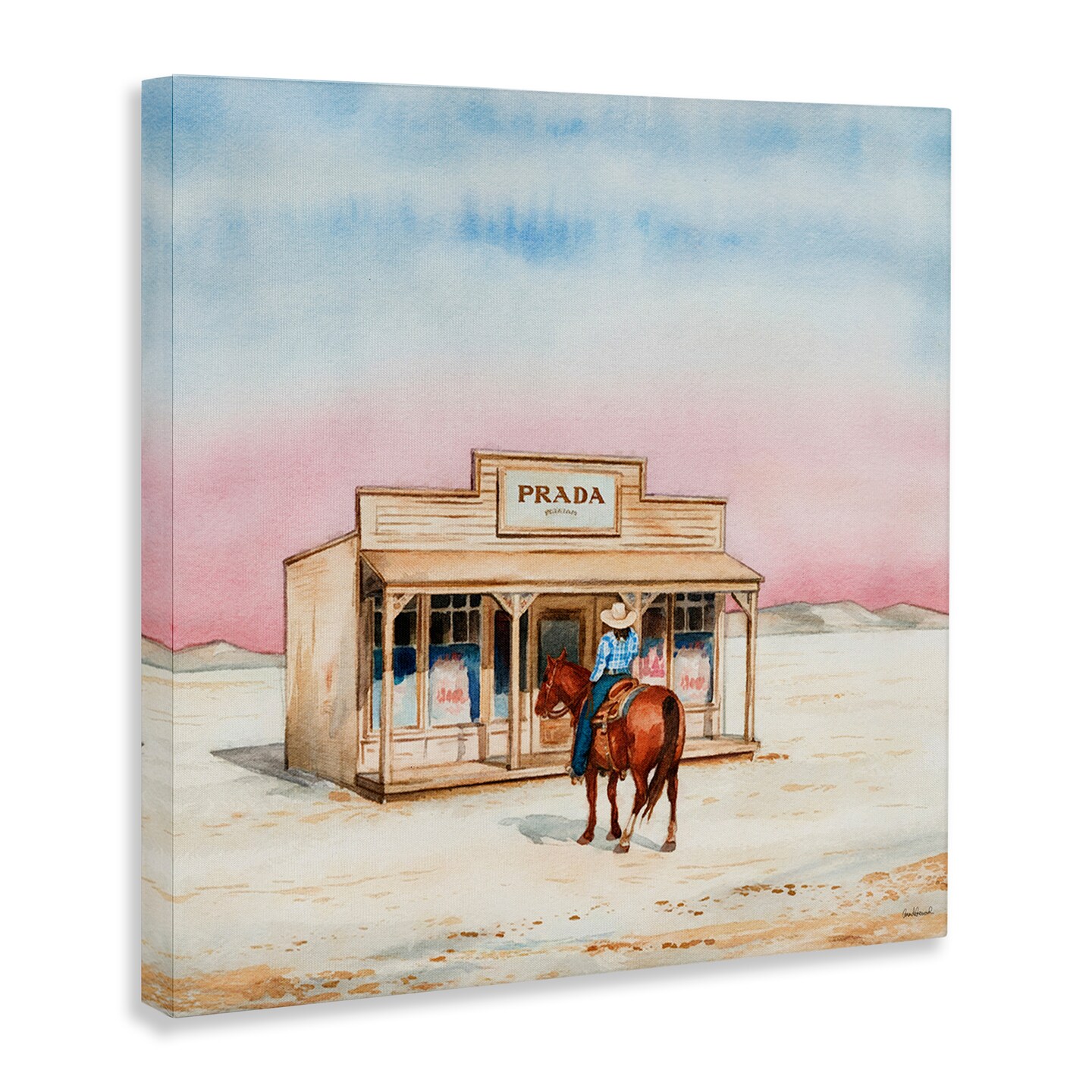 Stupell Industries Cowgirl at Desert Shop Canvas Wall Art Design by Amanda Greenwood