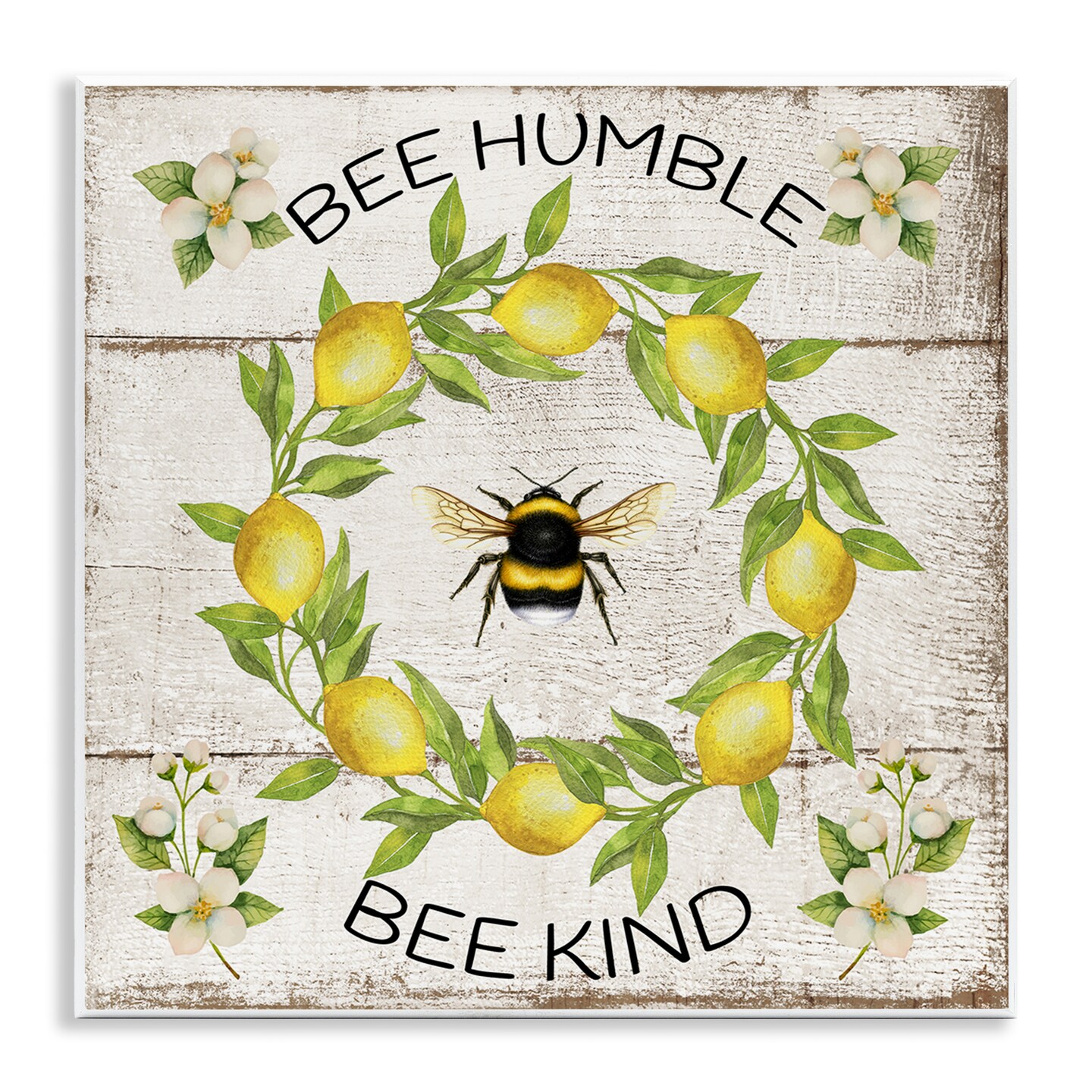 Stupell Industries Bee Humble & Kind Rustic Wall Plaque Art Design by Creatif Belle