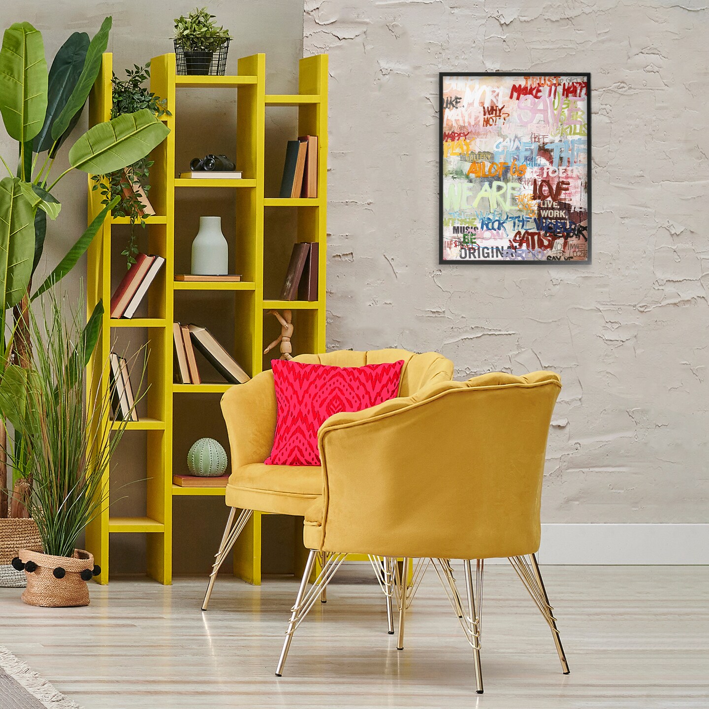 Stupell Industries Modern Graffiti Phrases Framed Giclee Wall Art Design by Design Fabrikken