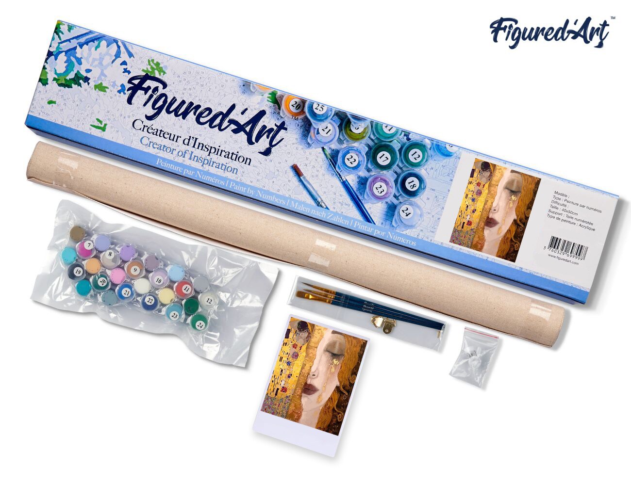 Figured'Art Paint by Numbers for Adults Gustav Klimt 16"x20" - Craft Art Painting DIY Kit Rolled Canvas without frame