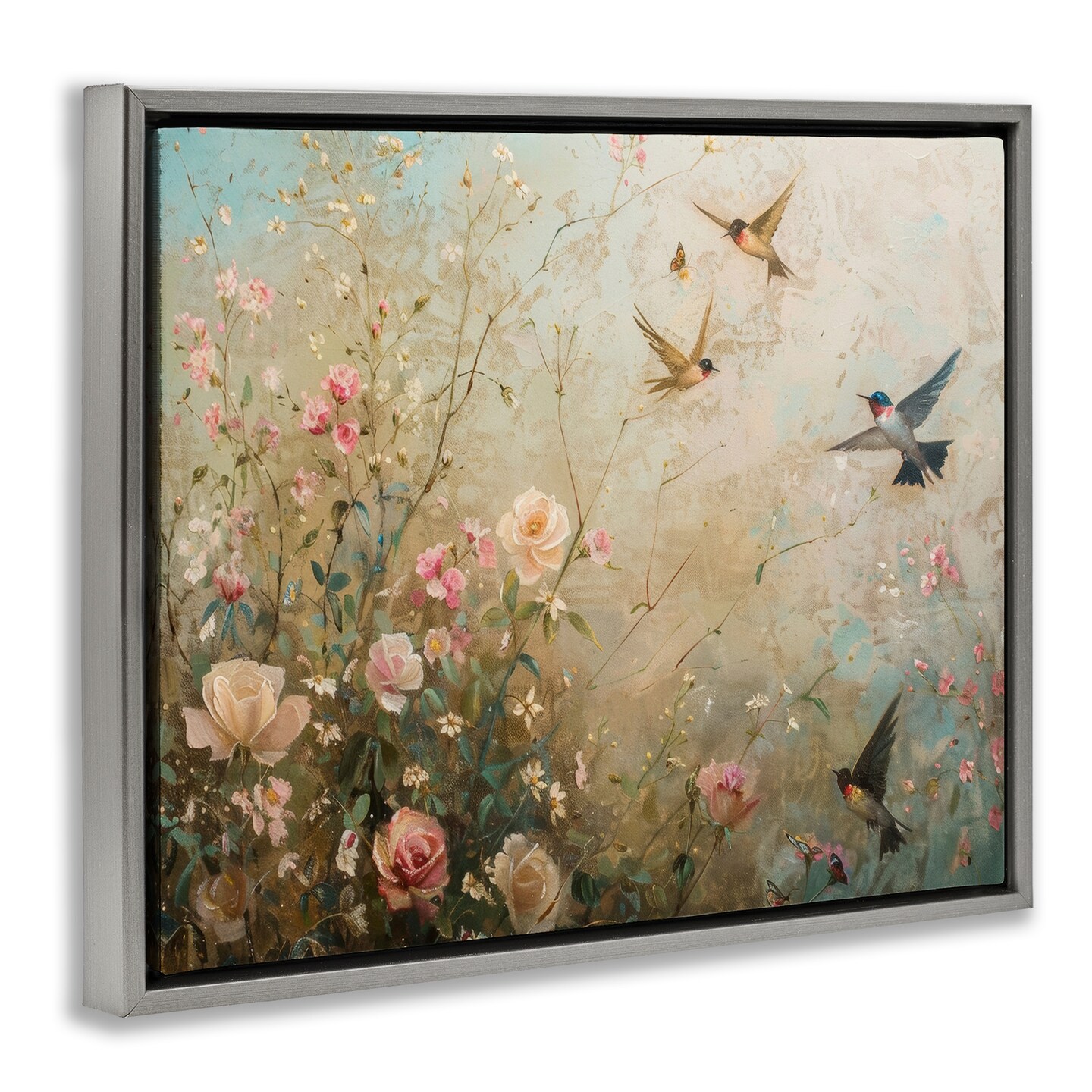 Stupell Industries Spring Meadow Birds Floater Framed Canvas Wall Art Design by Arlington Prints