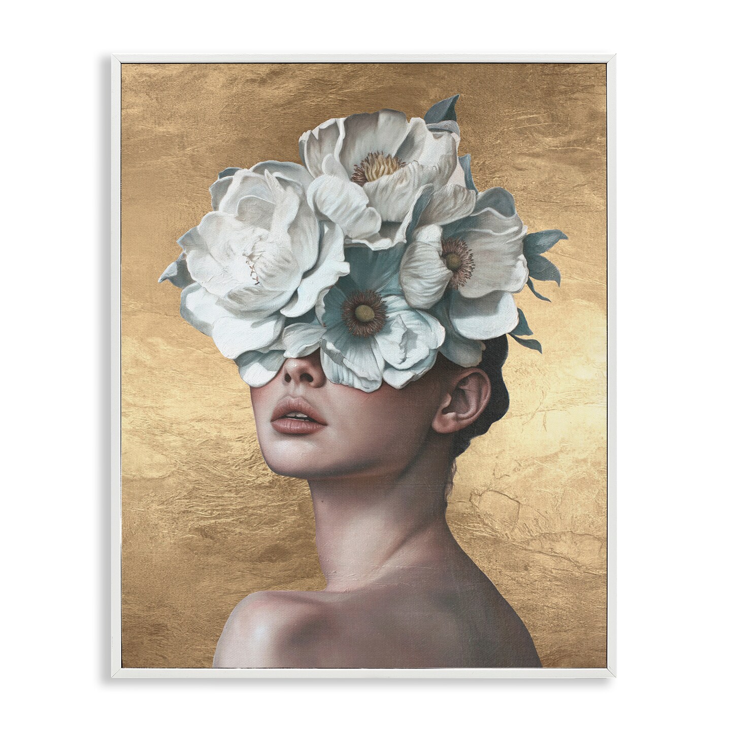 Stupell Industries Flower Lady on Gold Framed Giclee Wall Art Design by Svetlana Aleynikova