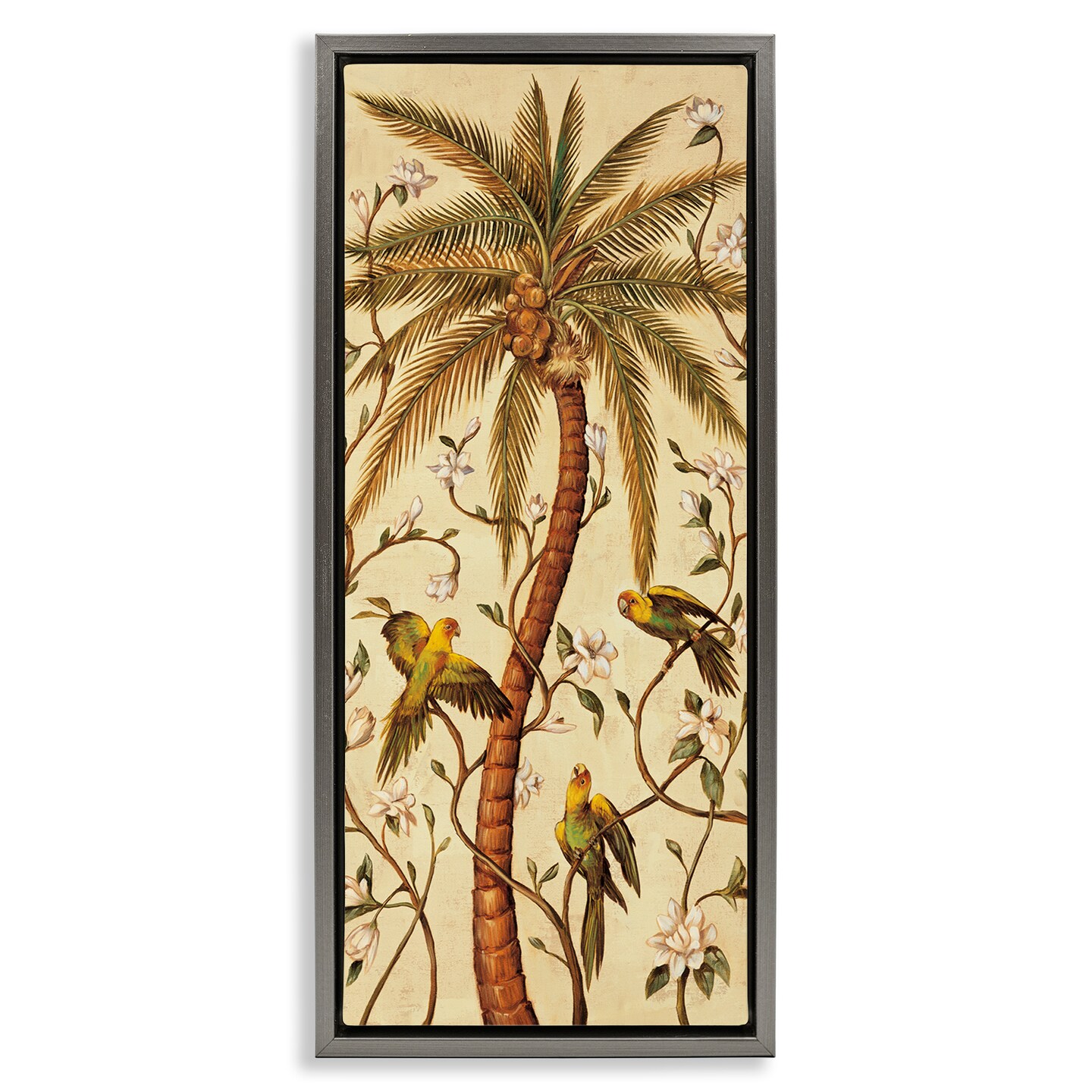Stupell Industries Parrots & Curvy Palm Tree Floater Framed Canvas Wall Art Design by Rodolfo Jimenez