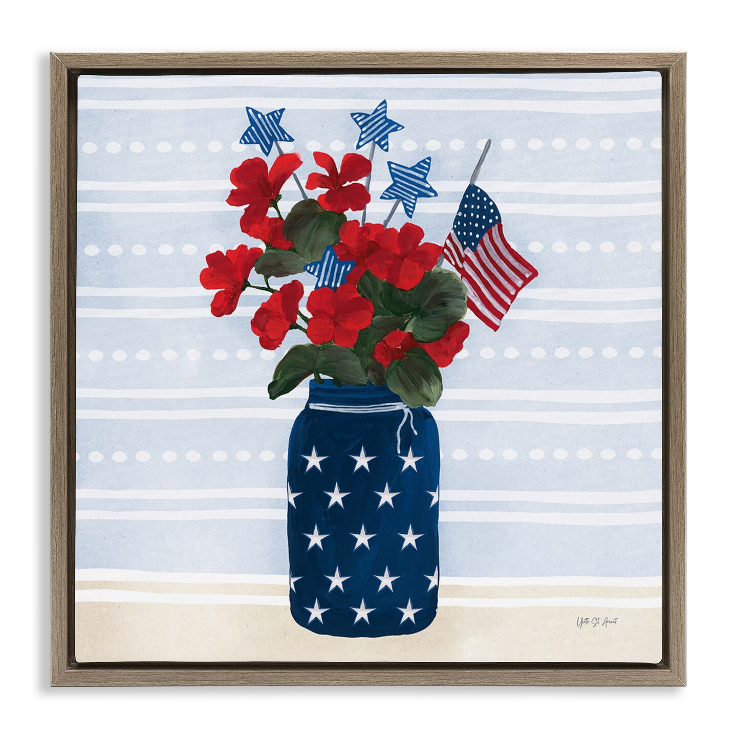 Stupell Industries Stars & Stripes Bouquet Floater Framed Canvas Wall Art Design by Yvette St. Amant