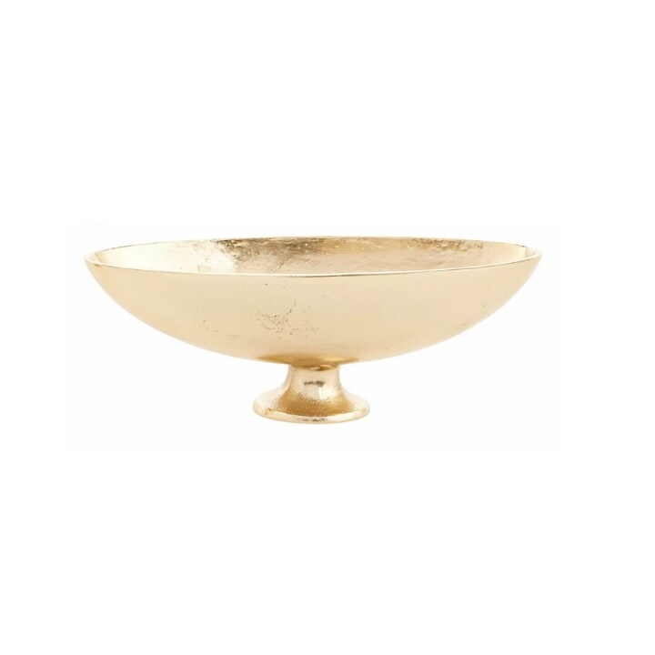 Gold Metal Compote Bowl &#x2013; 11&#x22; Pedestal Vase for Floral Arrangements &#x26; Wedding Centerpieces