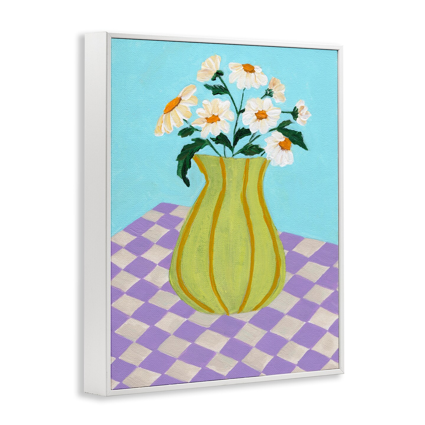 Stupell Industries Retro Checkers Vase Framed Giclee Wall Art Design by Nikita Jariwala