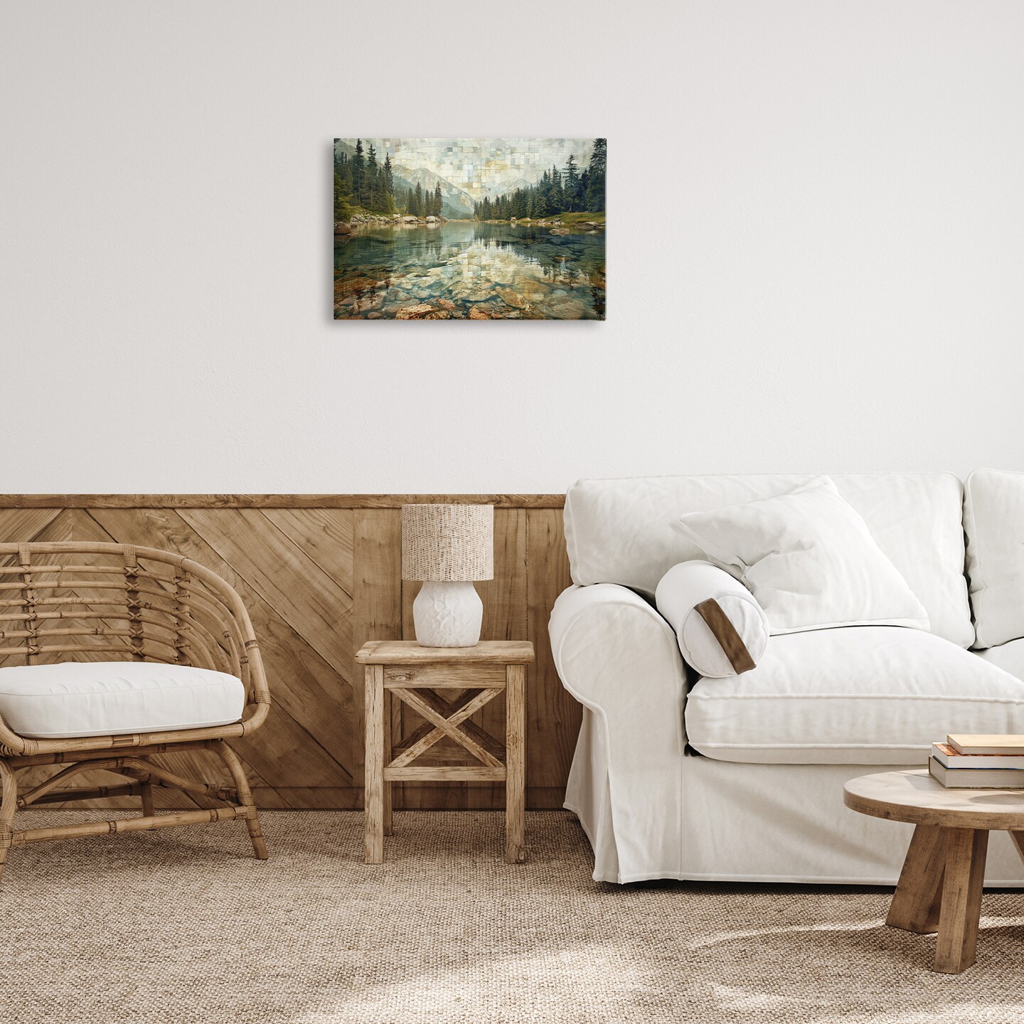 Stupell Industries Tiled Mountain Landscape Canvas Wall Art Design