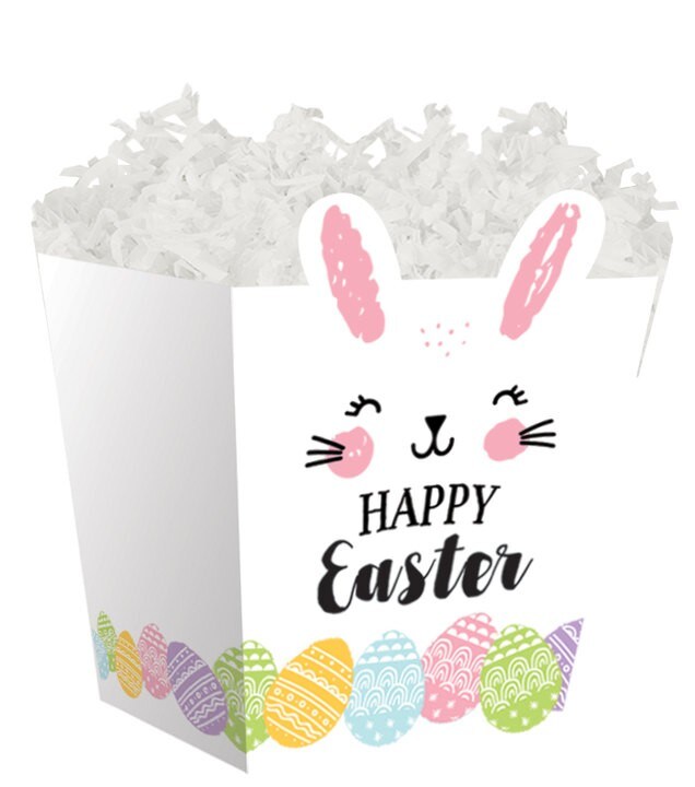 Pack/6: Happy Easter Bunny Sweet Treat Boxes - 4 x 4 x 4-1/2"