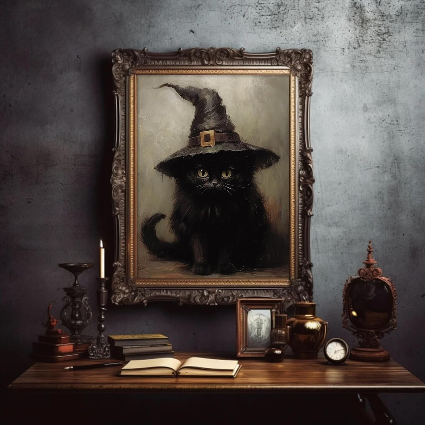 10Pcs Halloween Wall Art Prints – Vintage Gothic Witchy Dark Academia Ghost & Black Cat Posters, Unframed