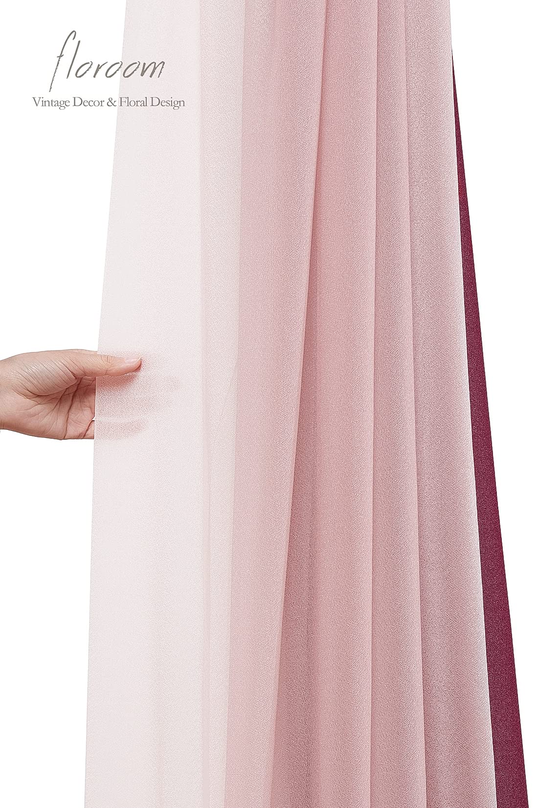 Wedding Arch Draping Fabric 3 Panels 20Ft Chiffon Fabric Drapes Arbor Drapery Wedding Ceremony Reception Swag Decorations (Burgundy +Dusty Rose +Blush)