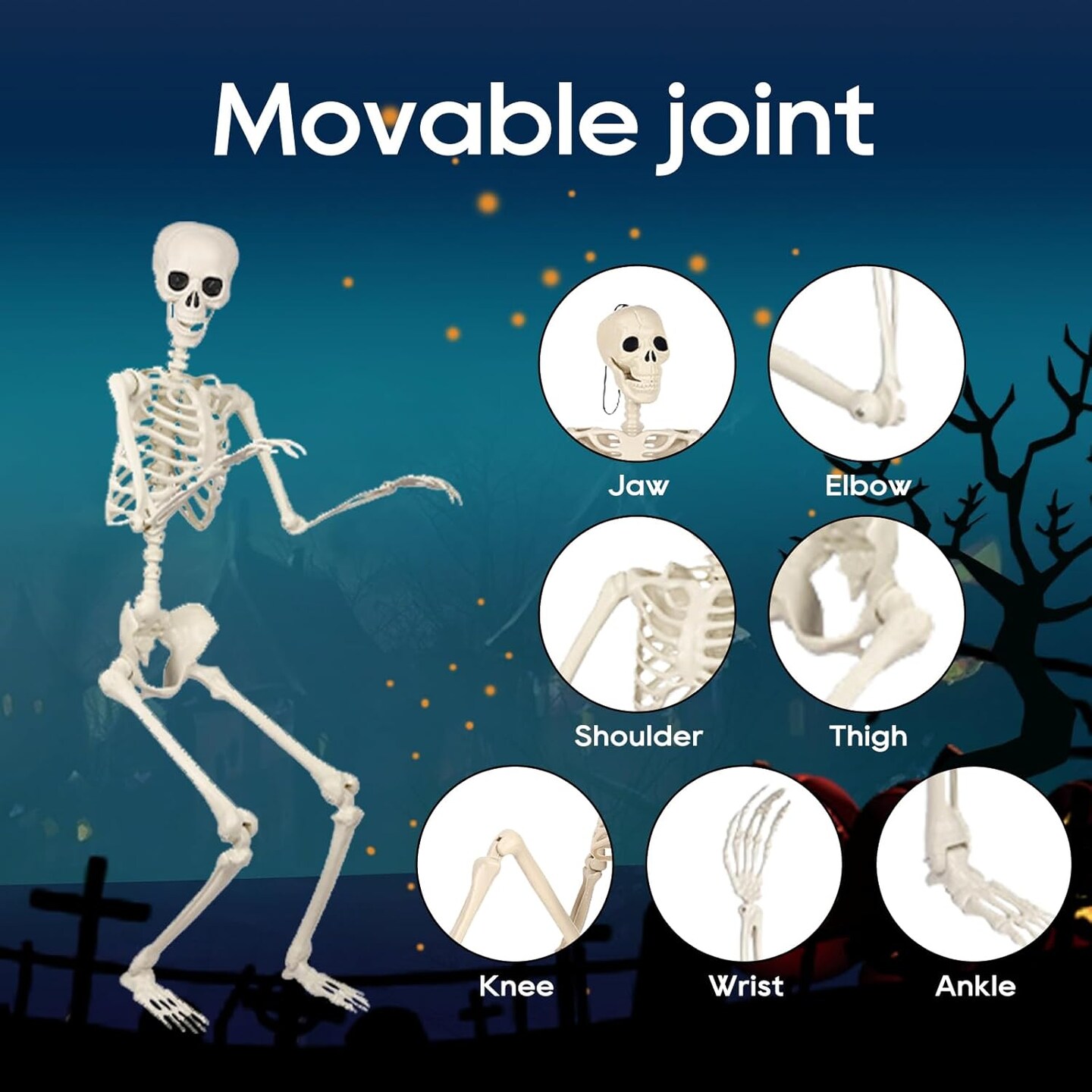 Poseable Full Body Hanging Skeleton Decoration