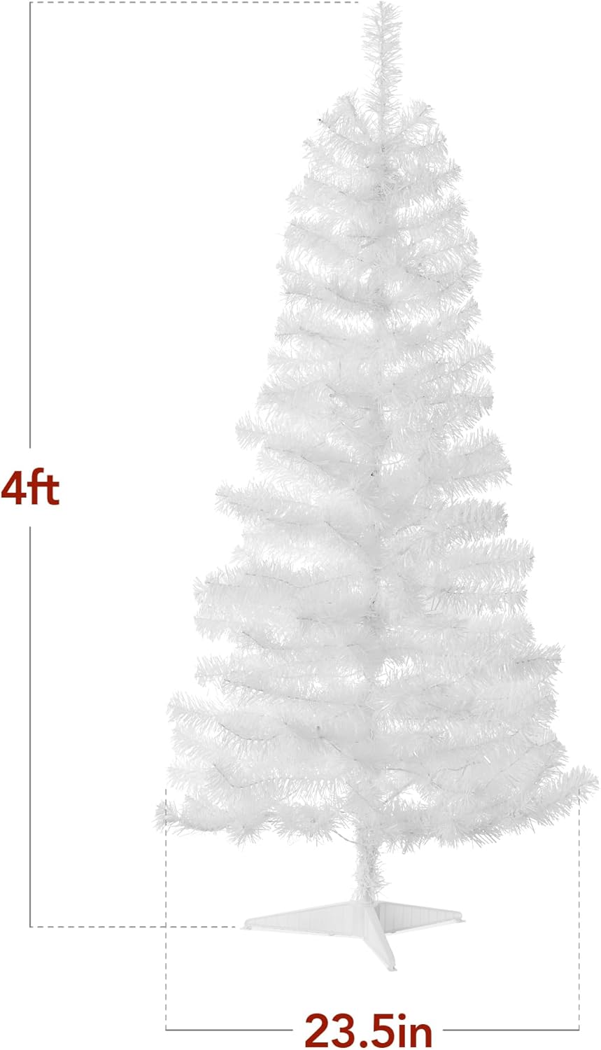 4ft Pre Lit Christmas Tree Mini Artificial Tree with Twinkling LED Lights for Bedroom or Apartment