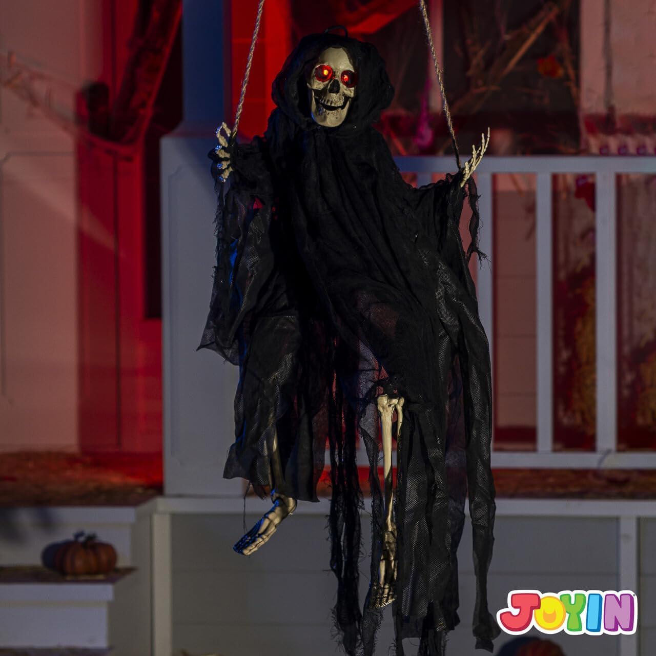 Outdoor Halloween Decorations 2 Packs Hanging Ghosts Decor with Lighted Up Eyes,3ft