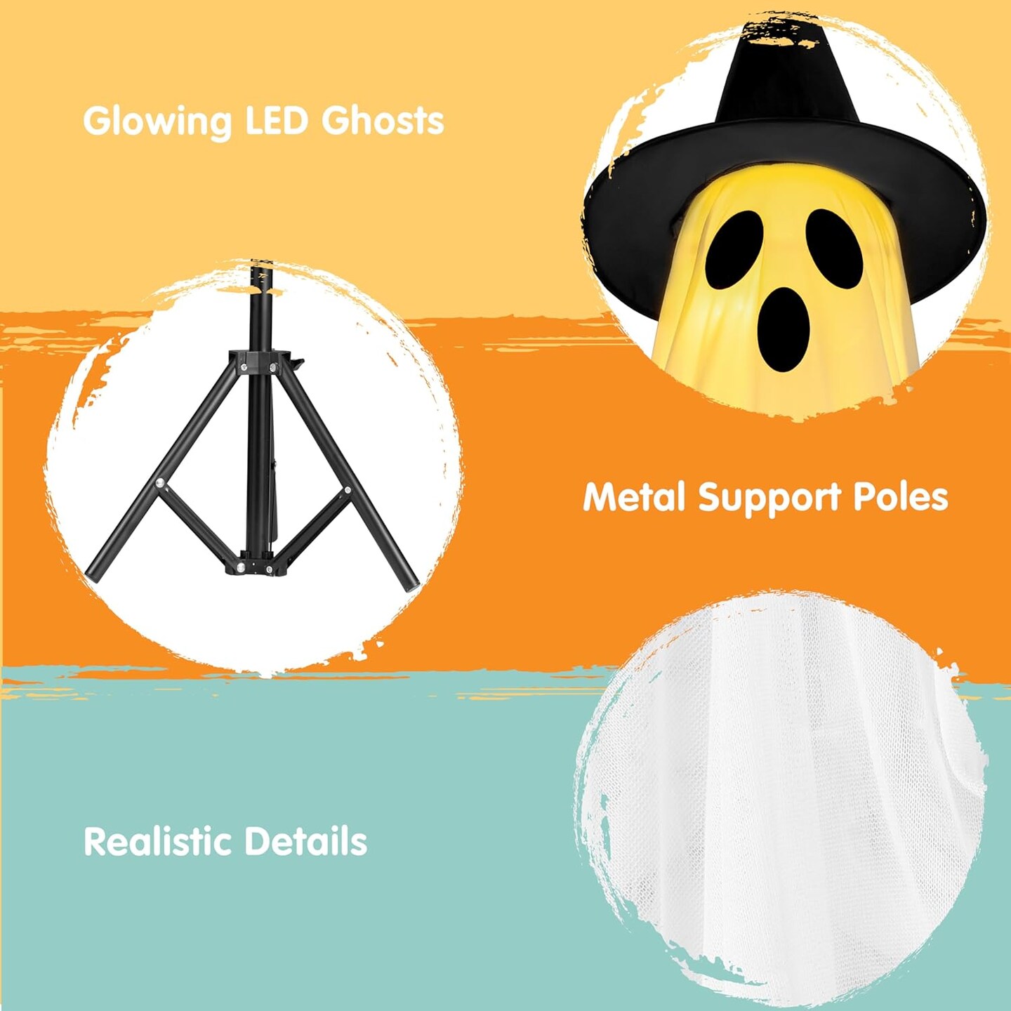 2 Packs 47&#x27;&#x27; Halloween Decorations Outdoor Standing Ghost