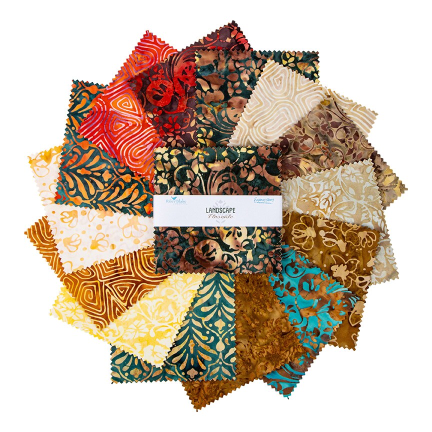 Expressions Batiks 5" Square Pack (Charm Pack / 5" Stacker) in Landscape Floreale by Riley Blake Designs for Riley Blake (5-23216-42)