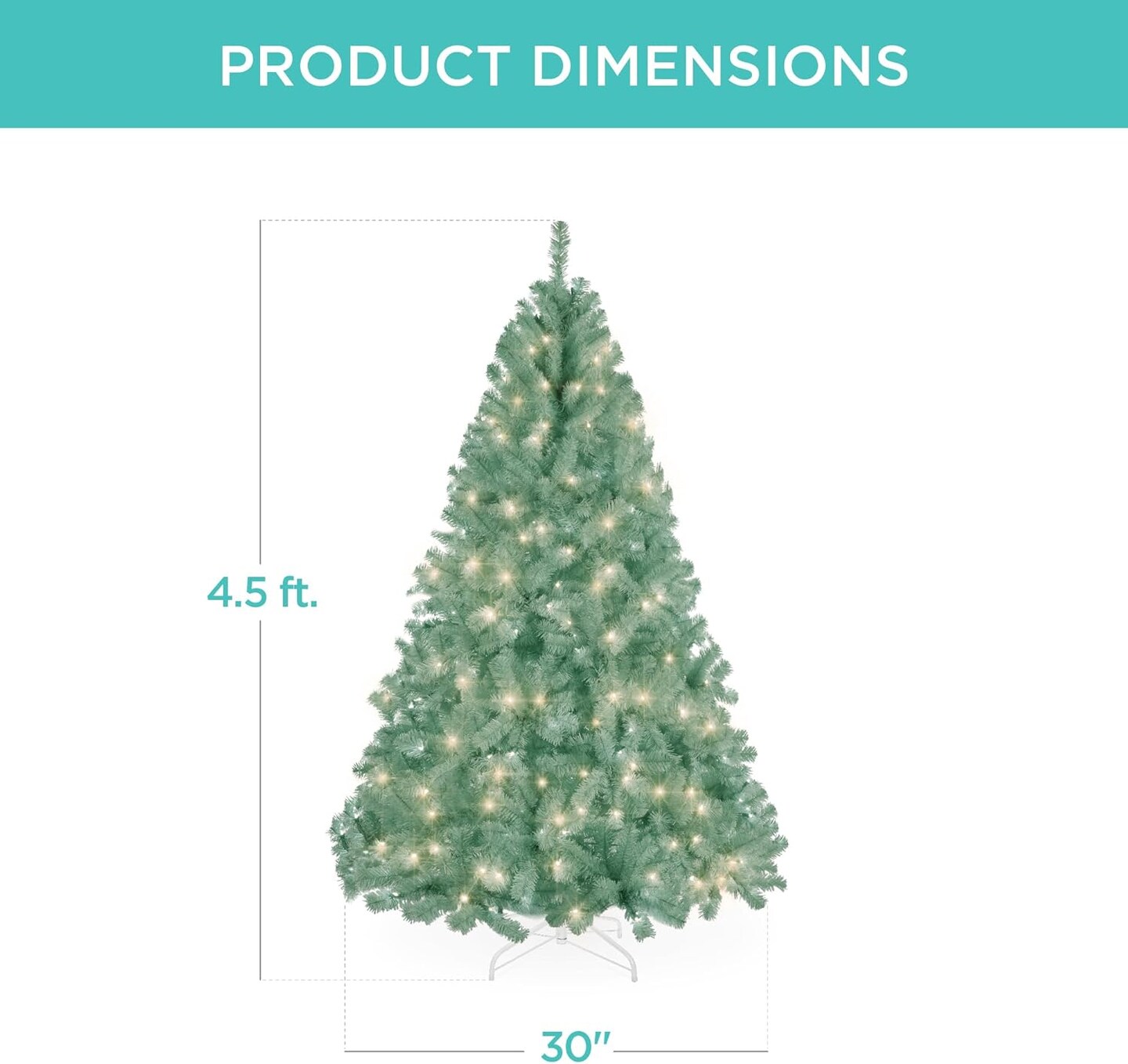Artificial Christmas Tree Hinged Pine with 250 Lights, 1,000 Tips & Foldable Base Pre-Lit Outdoor Holiday Decor