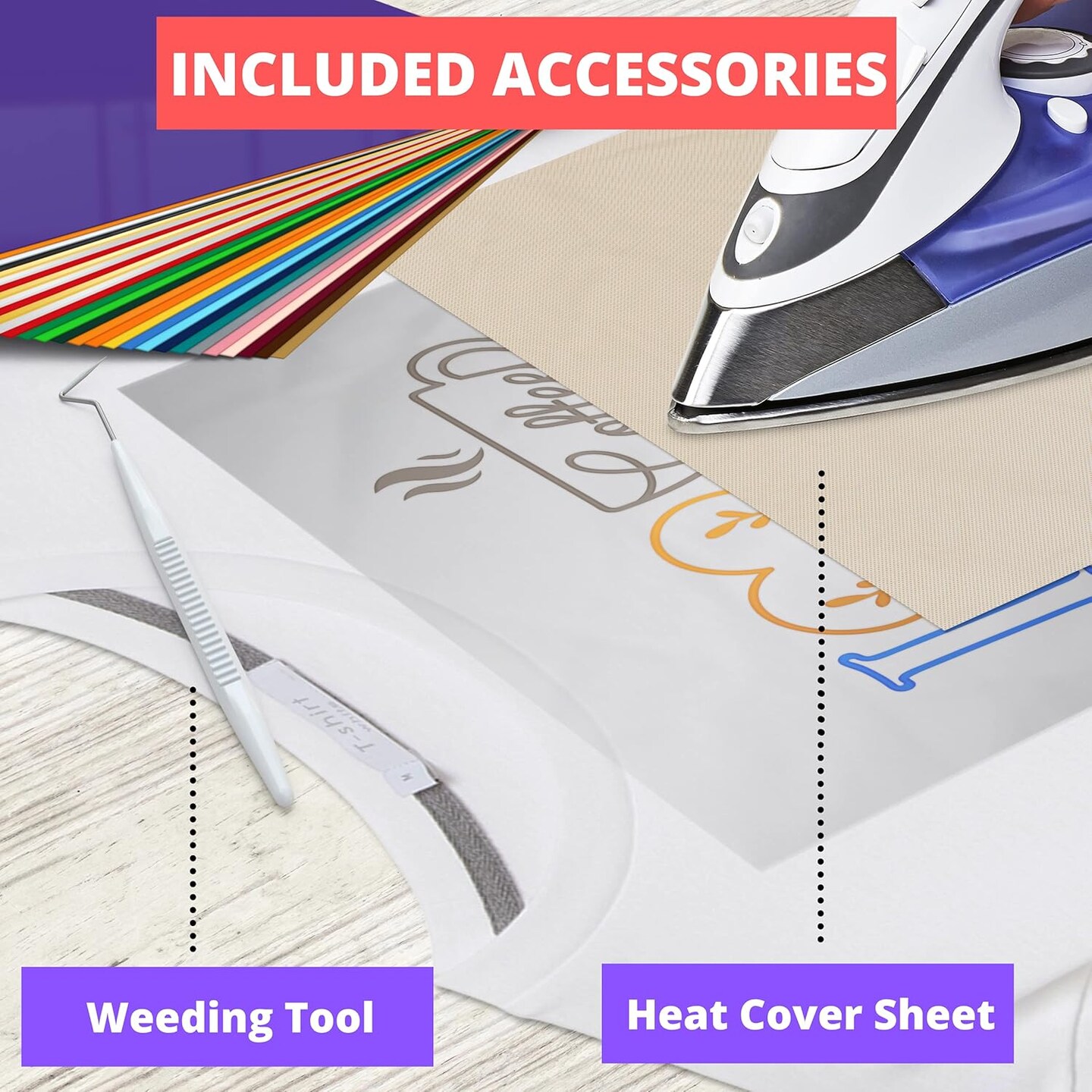 30-Piece Heat Transfer Vinyl Sheets | 23 Colors in 12" x 10", Teflon Sheet