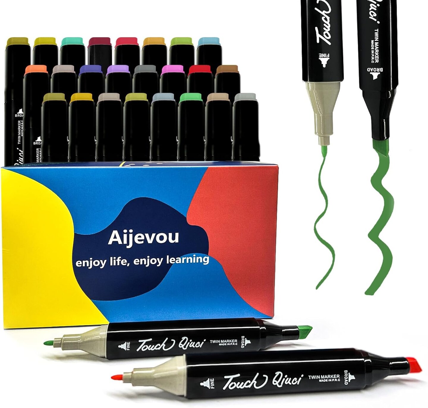 24 Dual Tip Alcohol Markers Set – Chisel & Fine Tip (Fine & Chisel)