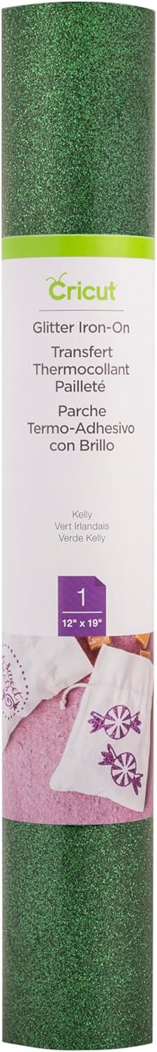 Glitter Iron On, Kelly Green (12"x19" Roll) - HTV Heat Transfer Vinyl