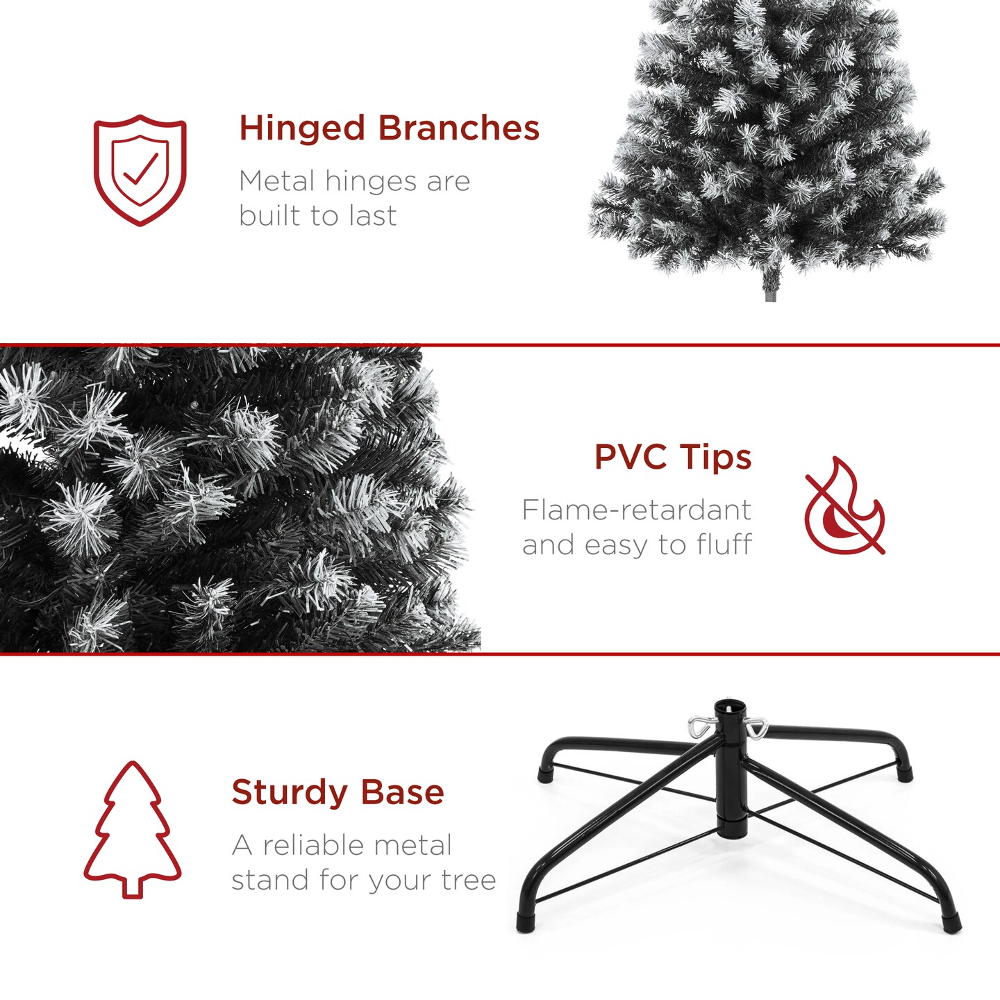 Best Choice Products Artificial Frosted Christmas Tree, Premium Unlit Spruce Design, Dense Branches &#x2013; Black Spruce&#x200B;