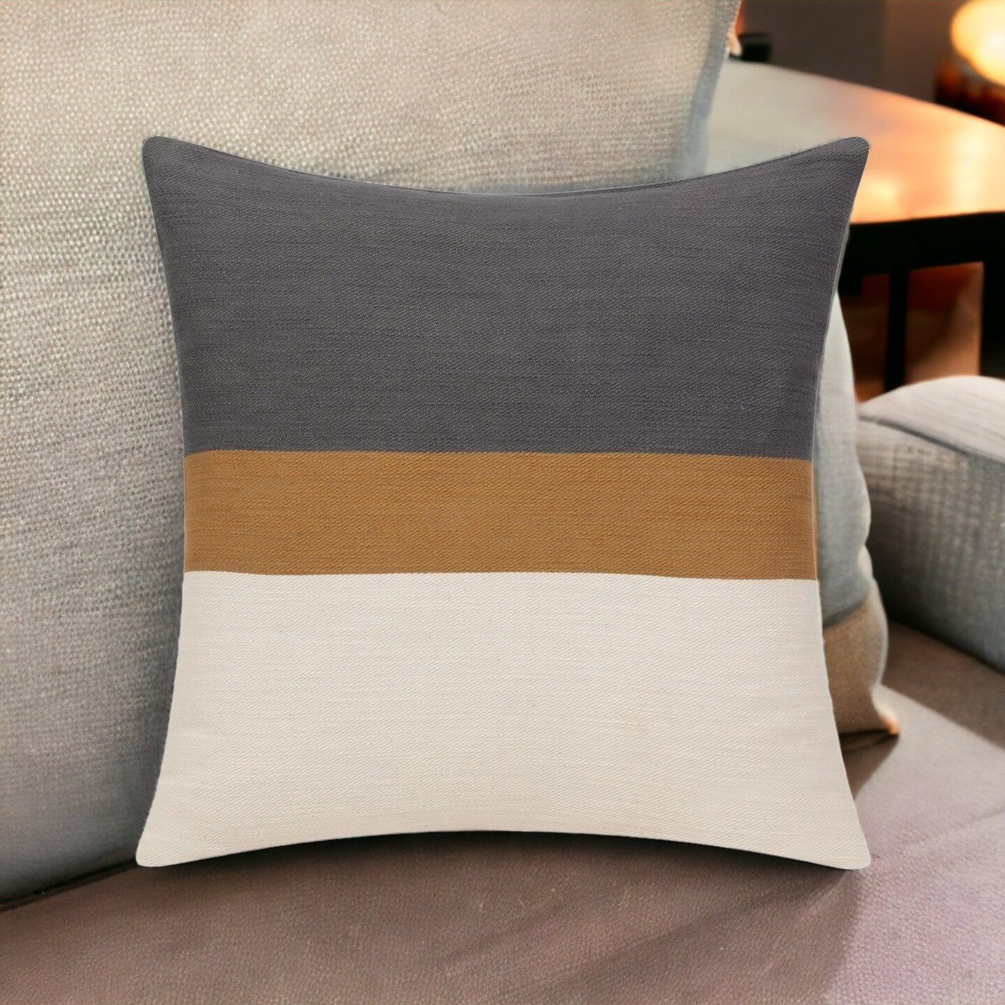 Edge Collections - 20-inch x 20-inch x 4-inch - Brown - Fashionable Striped Decorative Pillow - 1 Piece