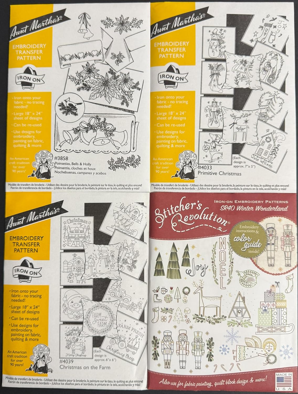 Aunt Martha's Christmas Transfer Set #2 embroidery iron on patterns set ...