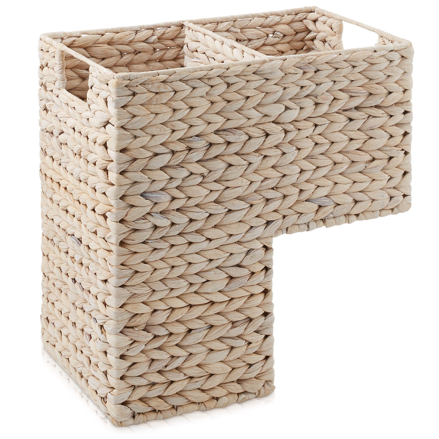 Casafield Stair Step Basket with Handles - Woven Water Hyacinth Staircase Basket Storage Bin Organizer